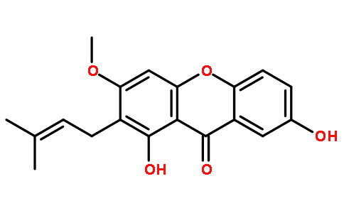 1,7-二羟基-3-甲氧基-2-异戊烯基氧杂蒽酮对照品(标准品) | 77741-58-3