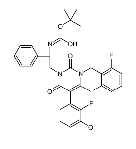 2-Methyl-2-propanyl {(1R)-2-[3-(2,6-difluorobenzyl)-5-(2-fluoro-3 -methoxyphenyl)-4-methyl-2,6-dioxo-3,6-dihydro-1(2H)-pyrimidinyl] -1-phenylethyl}carbamate