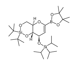 (1,5-anhydro-2-deoxy-4,6-O-bis(tert-butylsilylidene)-3-O-triisopropylsilyl-D-arabino-hex-1-enitol)boronic acid pinacol ester