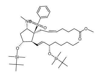 methyl (Z)-7-((1S,2S,3R,5S)-3-((tert-butyldimethylsilyl)oxy)-2-((S,E)-3-((tert-butyldimethylsilyl)oxy)oct-1-en-1-yl)-5-(methylamino)-1-(phenylsulfonyl)cyclopentyl)hept-5-enoate