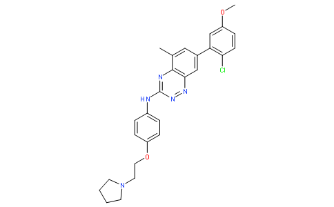 7-(2-Chloro-5-methoxyphenyl)-5-methyl-N-(4-(2-(pyrrolidin-1-yl)ethoxy)phenyl)benzo[e][1,2,4]triazin-3-amine