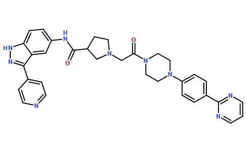 (3R)-1-[2-氧代-2-[4-[4-(2-嘧啶基)苯基]-1-哌嗪基]乙基]-N-[3-(4-吡啶基)-1H-吲唑-5-基]-3-吡咯烷甲酰胺